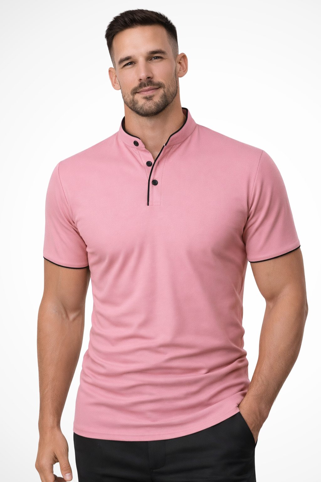 Rafferty | Men's Polo Shirt - Collarless Slim Fit Design in Cotton