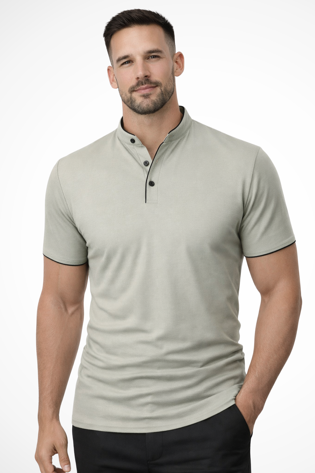 Rafferty | Men's Polo Shirt - Collarless Slim Fit Design in Cotton