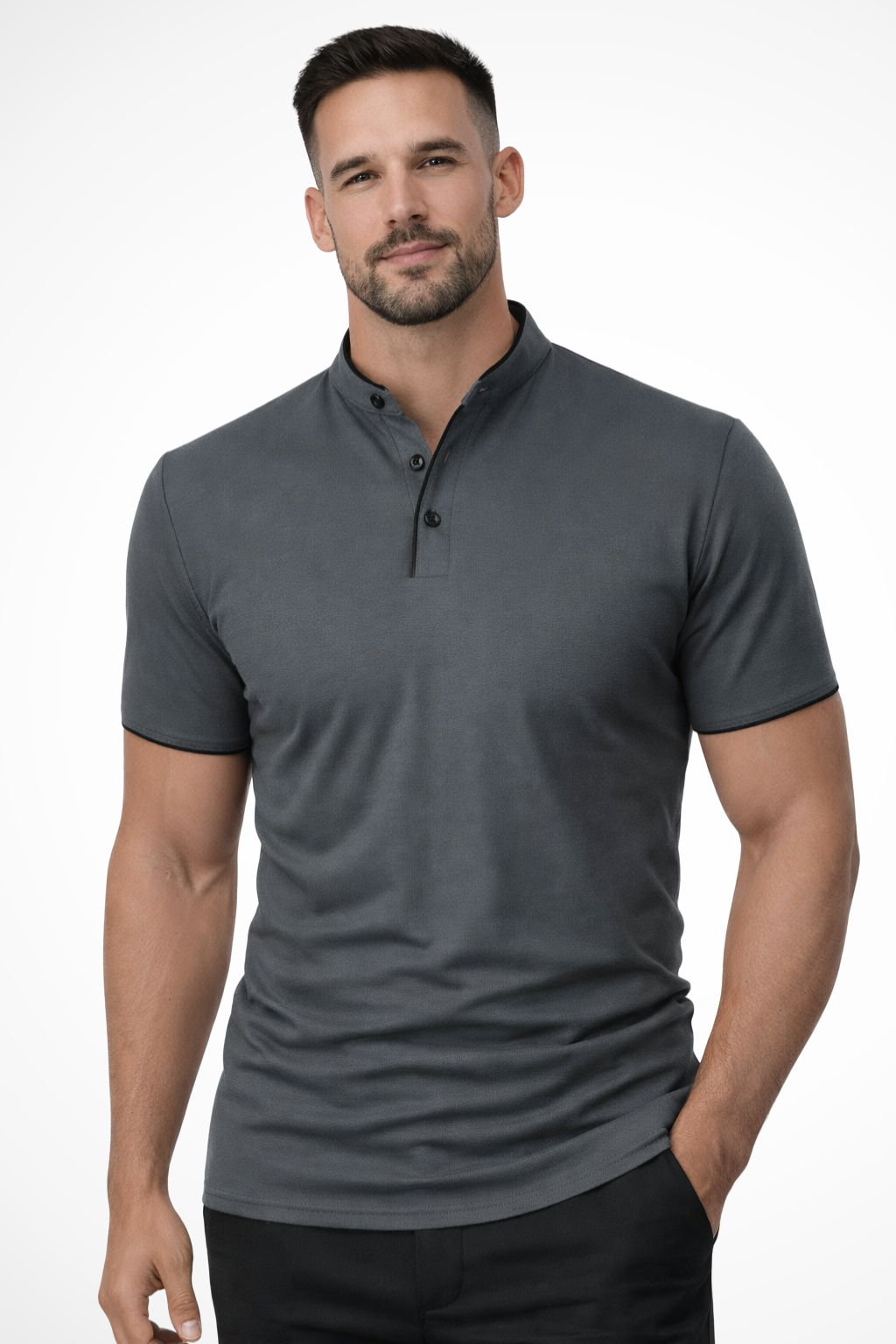 Rafferty | Men's Polo Shirt - Collarless Slim Fit Design in Cotton