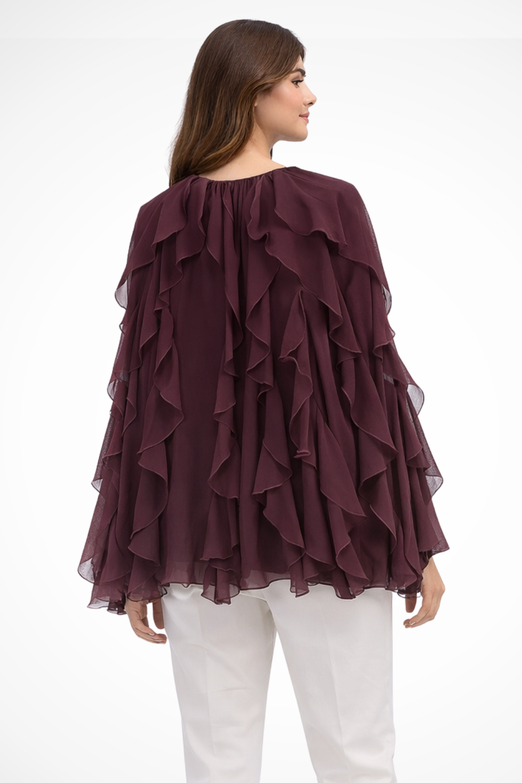 Ravielle | Women's Blouse – Long Sleeve Ruffled V Neck Design 2