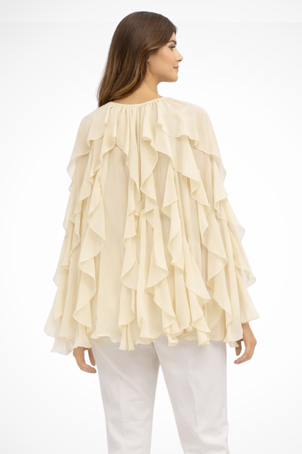 Ravielle | Women's Blouse – Long Sleeve Ruffled V Neck Design 3