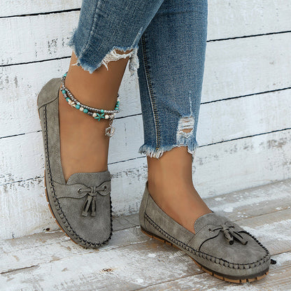 Reagan | Women's Loafers - Black Vegan Leather Slip-Ons with Bow Accent 8