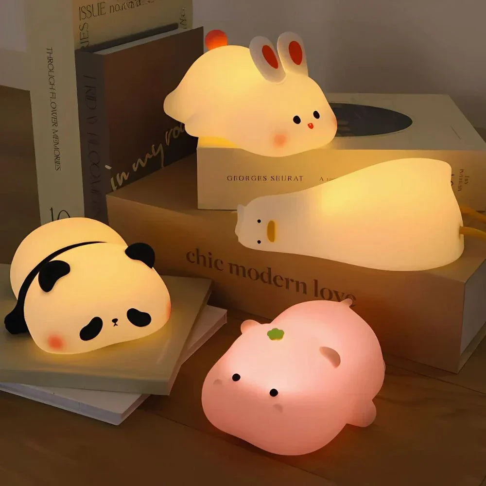 Rechargeable Animal Night Light | Soft-Touch Silicone, 3 Brightness Levels | USB Rechargeable, Auto-Timer for Calm Bedtime