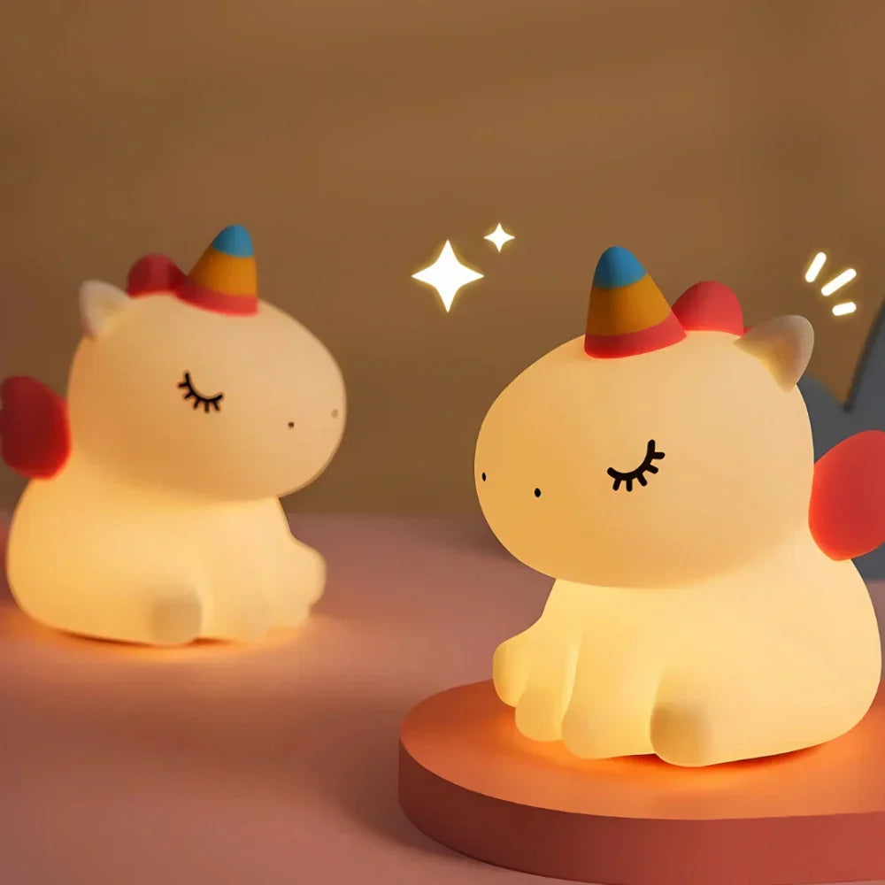 Rechargeable Animal Night Light | Soft-Touch Silicone, 3 Brightness Levels | USB Rechargeable, Auto-Timer for Calm Bedtime