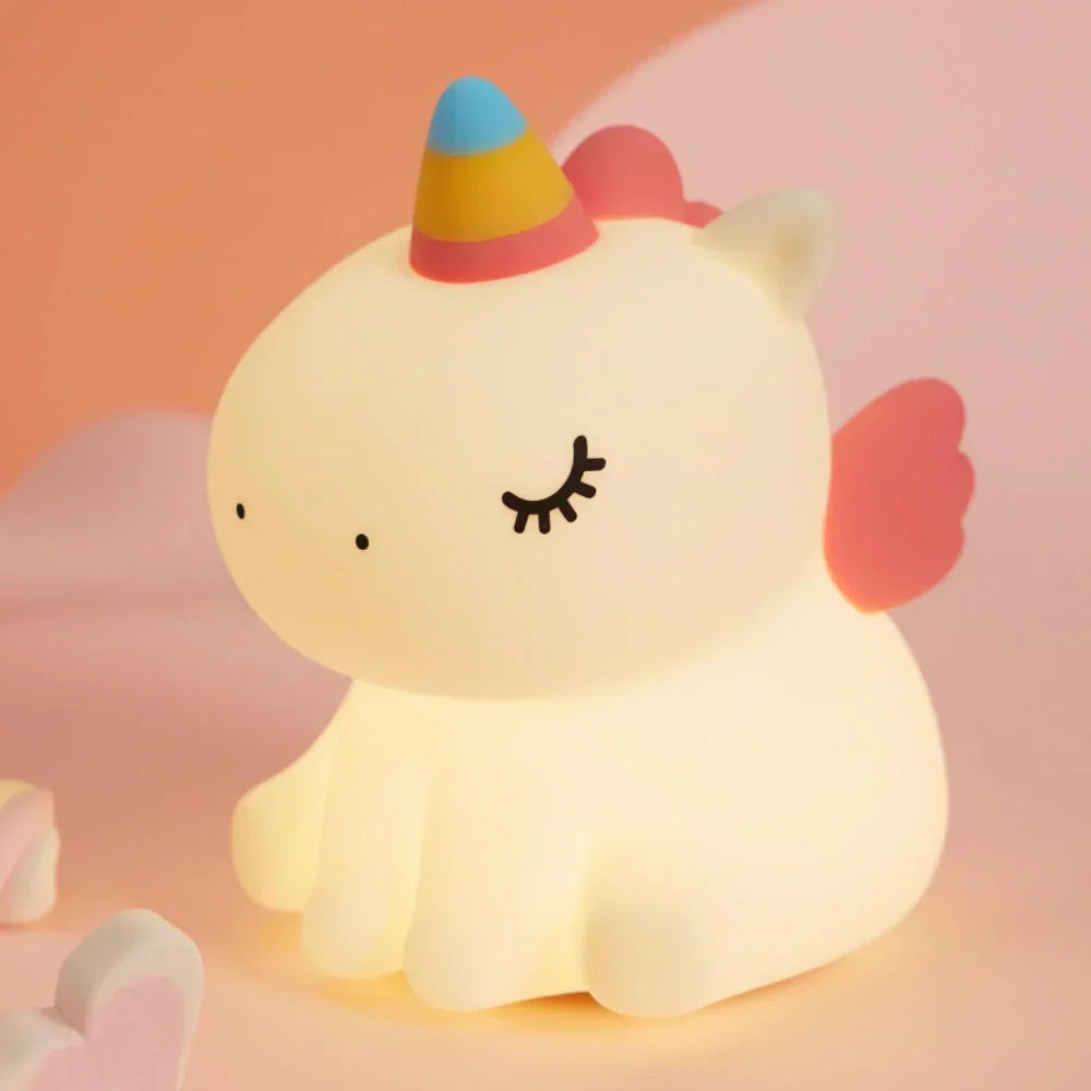 Rechargeable Animal Night Light | Soft-Touch Silicone, 3 Brightness Levels | USB Rechargeable, Auto-Timer for Calm Bedtime