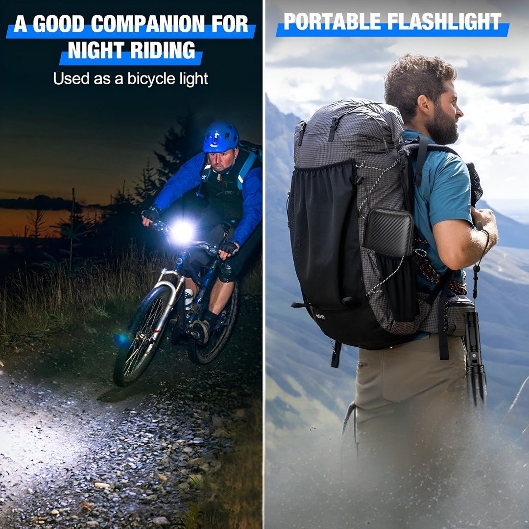 Rechargeable LED Torch 10,000 Lumens | IPX5 Waterproof & Impact-Resistant | 5000mAh USB-C Power Bank, 1000m Beam