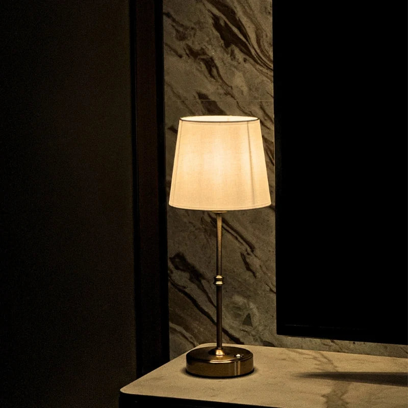 Rechargeable Table Lamp Metal & Cloth 39 cm | Dimmable Warm White Light | 18-Hour Cordless Battery, USB-C Rechargeable