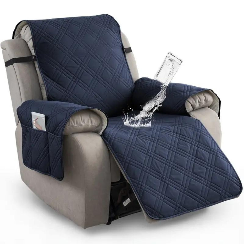 Recliner Chair Cover, Quilted Design, Waterproof Protection, Side Storage Pocket 0
