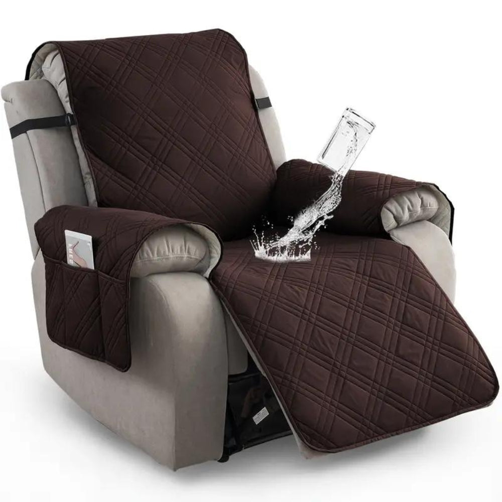 Recliner Chair Cover, Quilted Design, Waterproof Protection, Side Storage Pocket 9