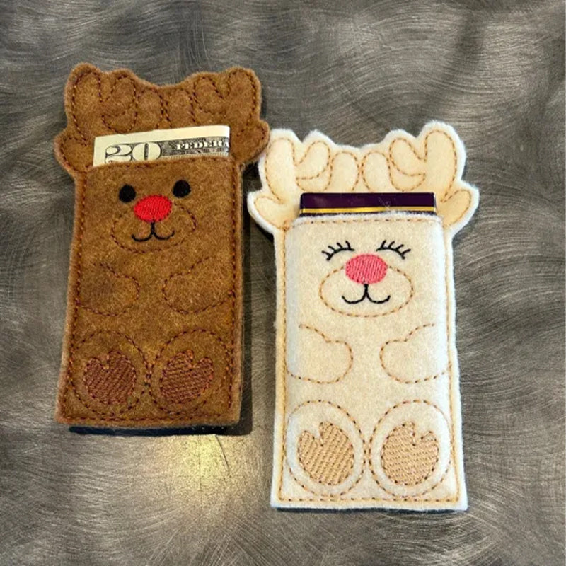 Reindeer Money Holder Sleeve | Felt Gift Card & Cash Pocket Decoration | Handmade Christmas Table Place Setting