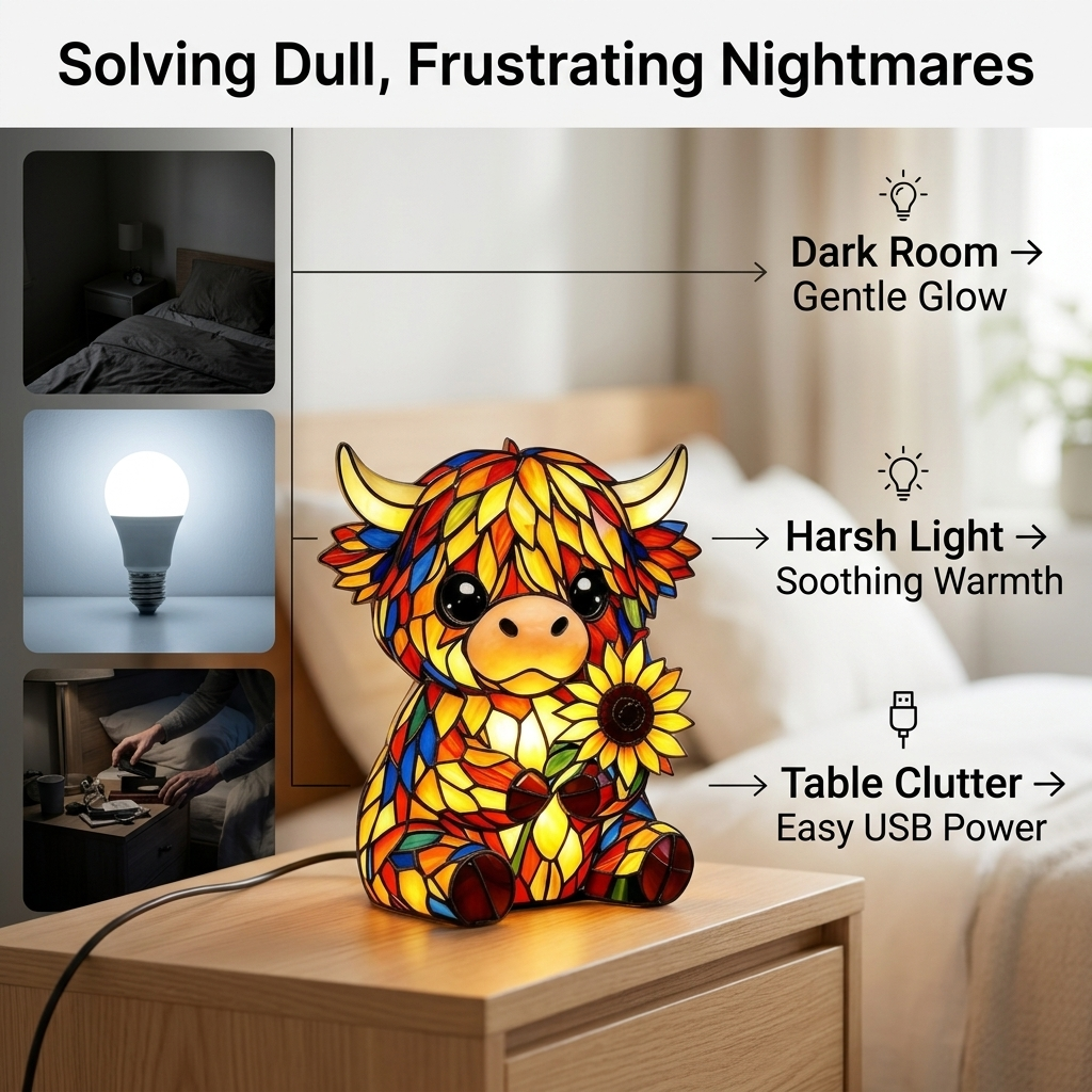 Resin LED Night Light | USB-Powered Flicker-Free Glow | Drop-Resistant Eco-Resin Figurine Lamp for Home or Nursery Decor