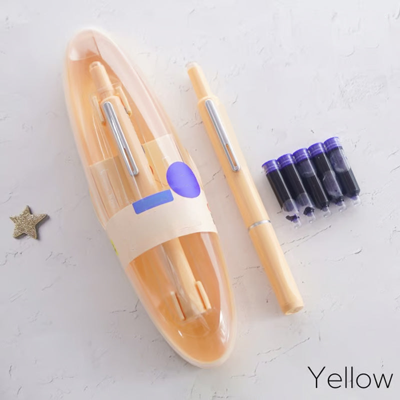 Retractable Fountain Pen Stainless Steel Nib | Click Mechanism, Refillable Cartridge System | Smooth, Scratch-Free Writing