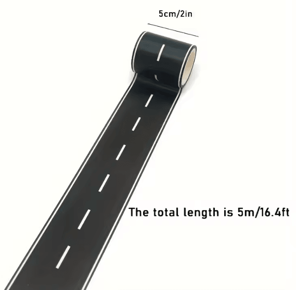 Reusable Road Tape Stickers Polyurethane | Cartoon Design, Cuttable & Repositionable | Mess-Free Play Racetrack Decor