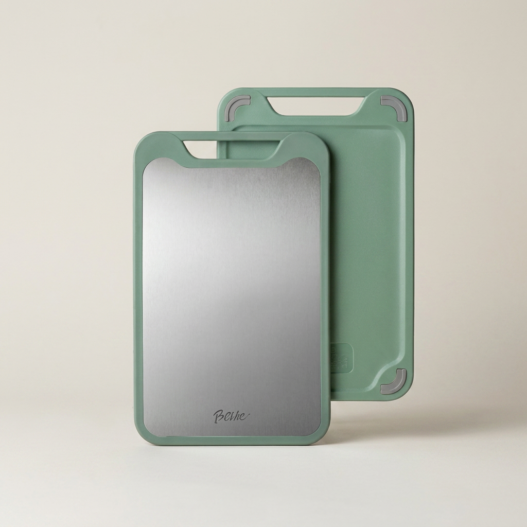 Reversible Cutting Board, Double Sided Surface, Built In Carry Handle, Rectangular Design 1