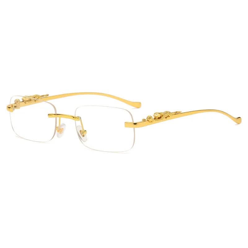 Rimless Sunglasses – Leopard Head Design, UV400 Protection