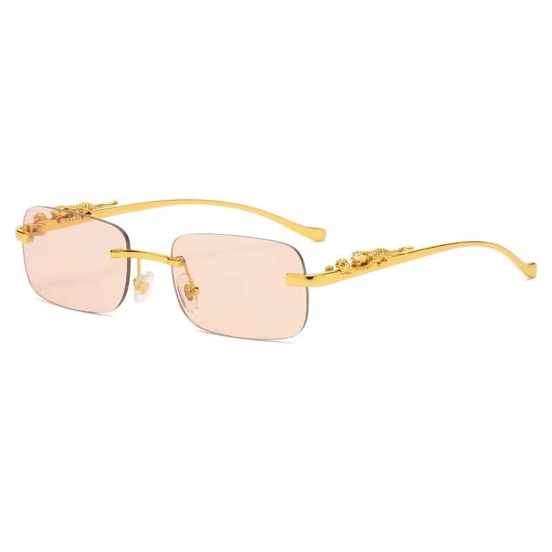 Rimless Sunglasses – Leopard Head Design, UV400 Protection