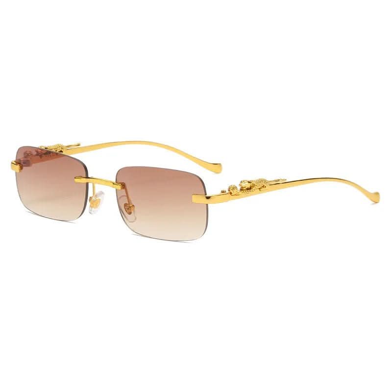 Rimless Sunglasses – Leopard Head Design, UV400 Protection