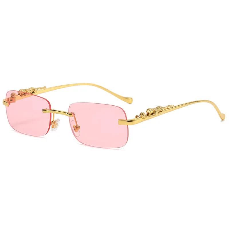 Rimless Sunglasses – Leopard Head Design, UV400 Protection