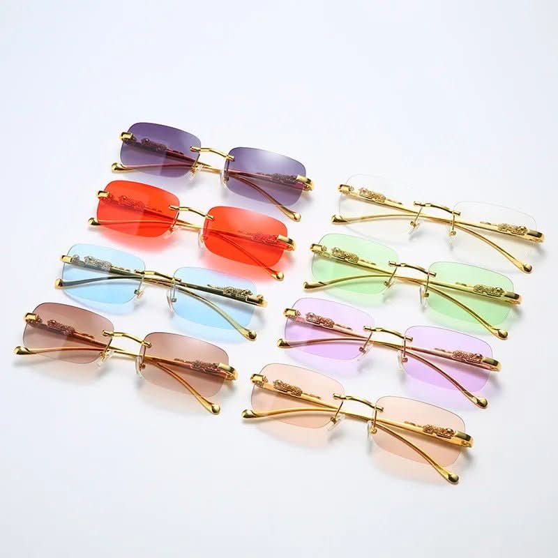 Rimless Sunglasses – Leopard Head Design, UV400 Protection