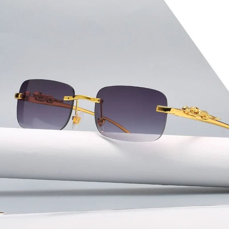 Rimless Sunglasses – Leopard Head Design, UV400 Protection