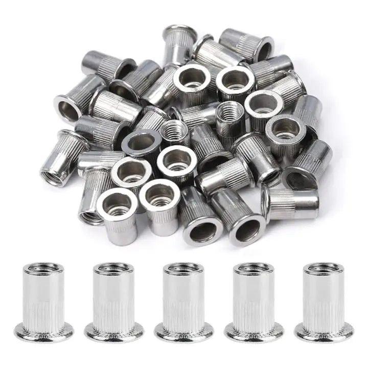 Rivet Nut Set Stainless Steel & Carbon Steel | M3–M10 Sizes, 100 Pieces | Rust-Resistant Threaded Inserts in Sorting Case