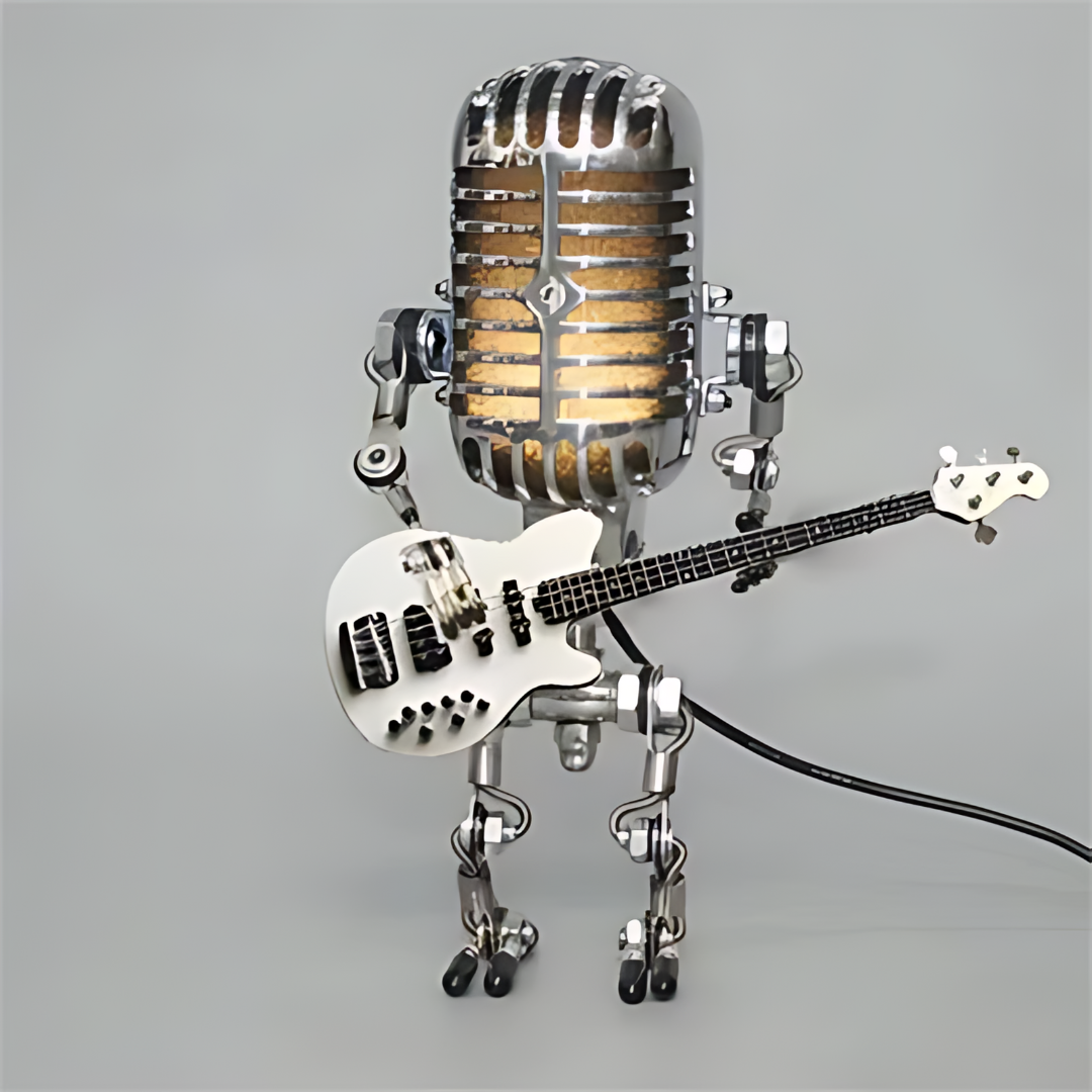 Robot Table Lamp | Microphone Head, Guitar In Hand