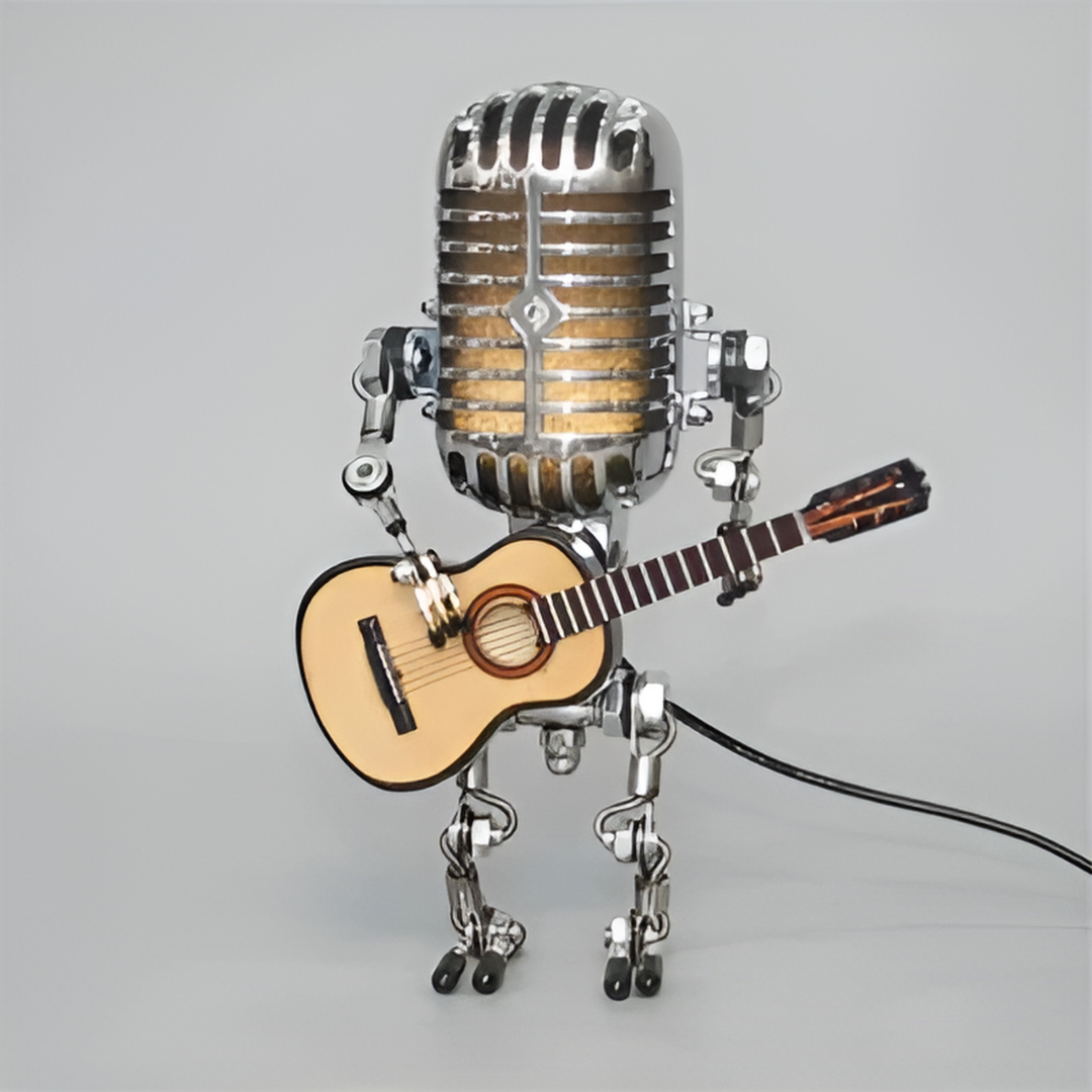 Robot Table Lamp | Microphone Head, Guitar In Hand
