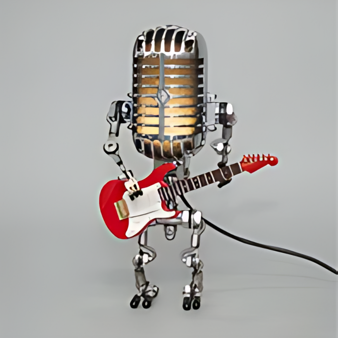 Robot Table Lamp | Microphone Head, Guitar In Hand