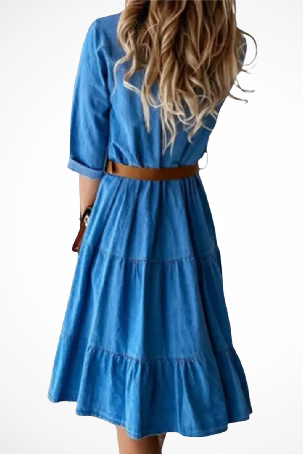 Robyn | Women's Denim Midi Shirt Dress – Tiered Skirt Design 2