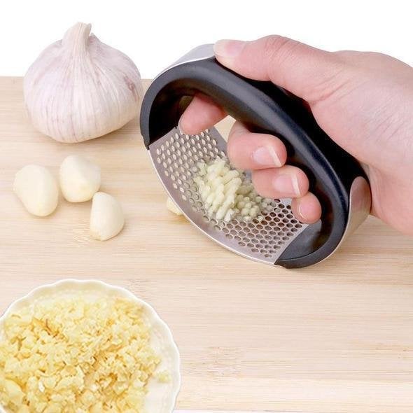 Rocking Garlic Crusher Stainless Steel | Arc-Shaped Rocker Design, No Strength Needed | Crushes and Minces Cloves Fast