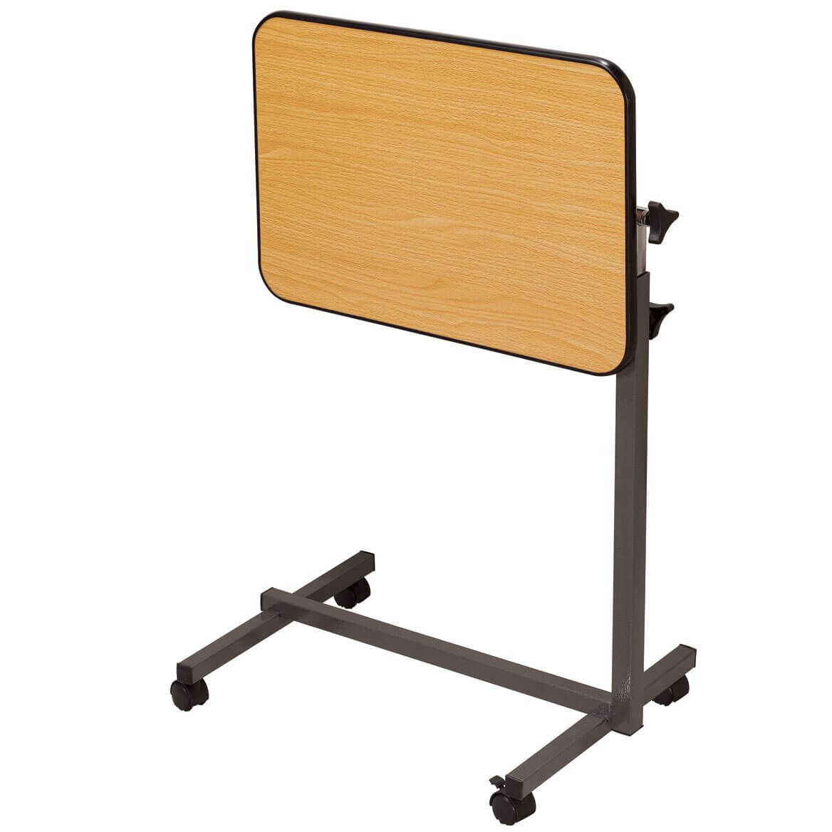Rolling Tray Table Wood Laminate Steel Base 59.7 x 40.6 cm | Height Adjusts 69.9-119.4 cm | Locks Flat or Angled, Swivel Castors