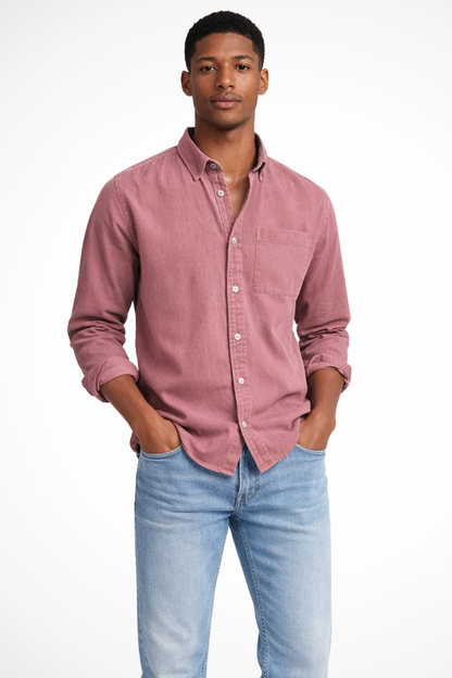 Roman | Men's Shirt - Casual Dark Blue Denim with Long Sleeves 2