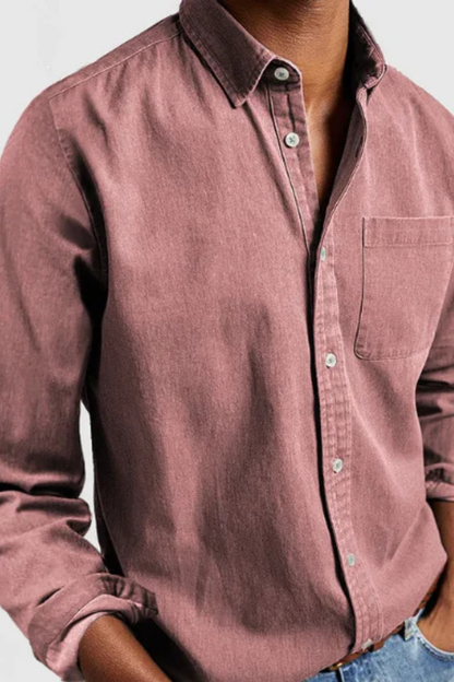 Roman | Men's Shirt - Casual Dark Blue Denim with Long Sleeves 3