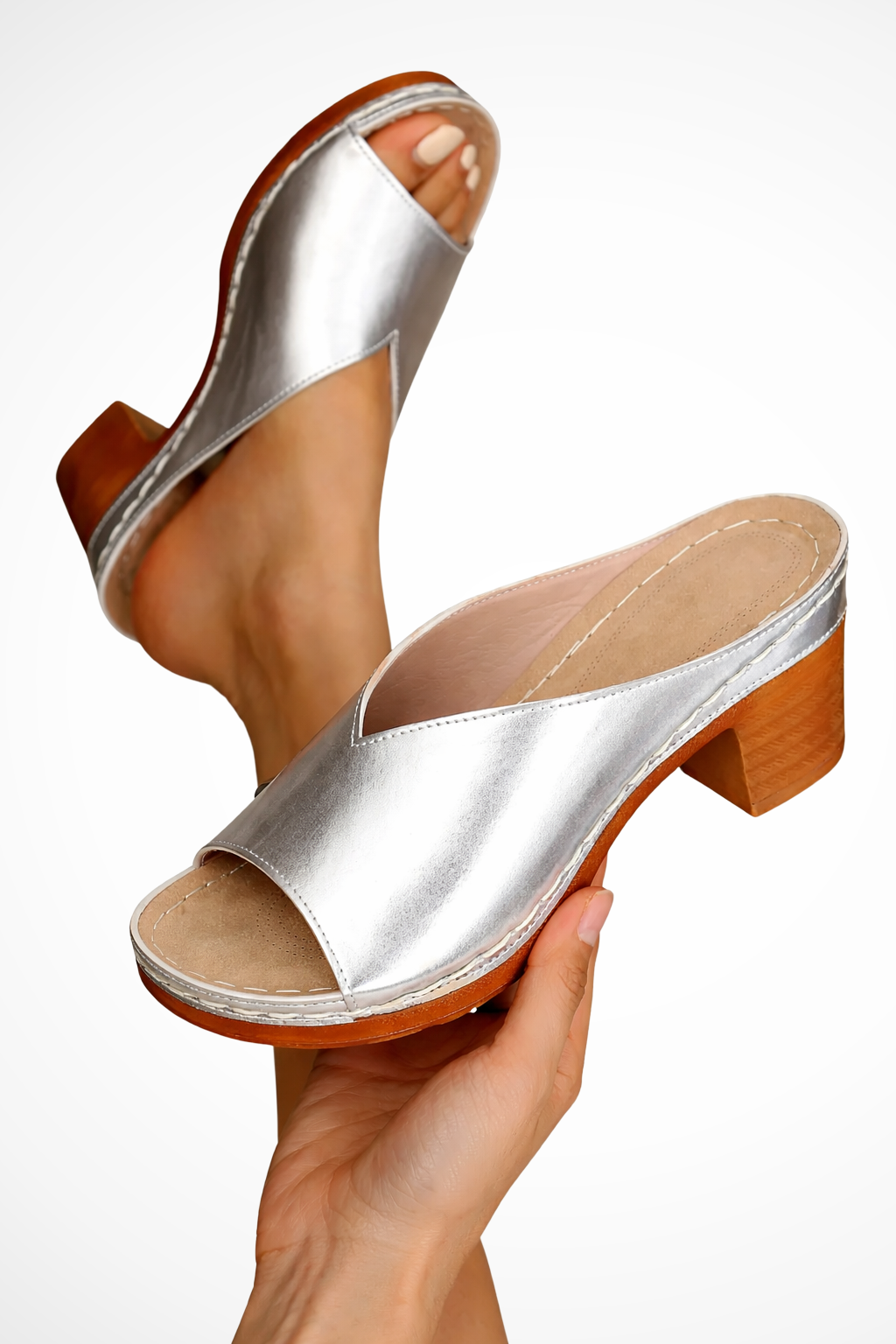 Rosalind | Women's Mules - Open Toe Block Heel with Backless Design 4