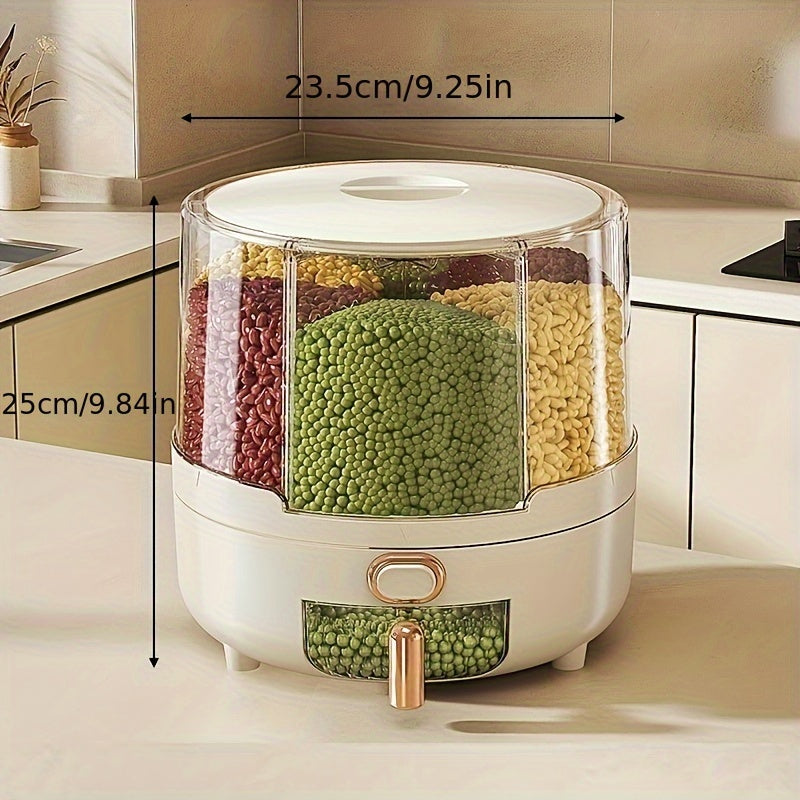 Rotating Airtight Food Storage Container | 360° Multi-Grain Dispenser