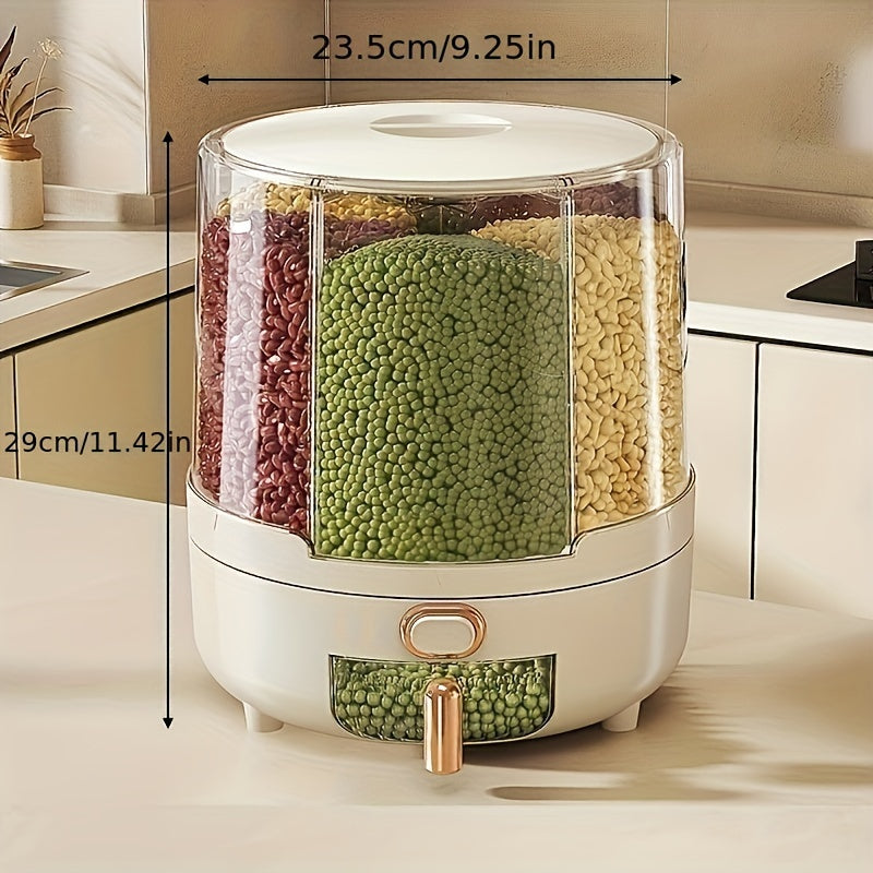 Rotating Airtight Food Storage Container | 360° Multi-Grain Dispenser