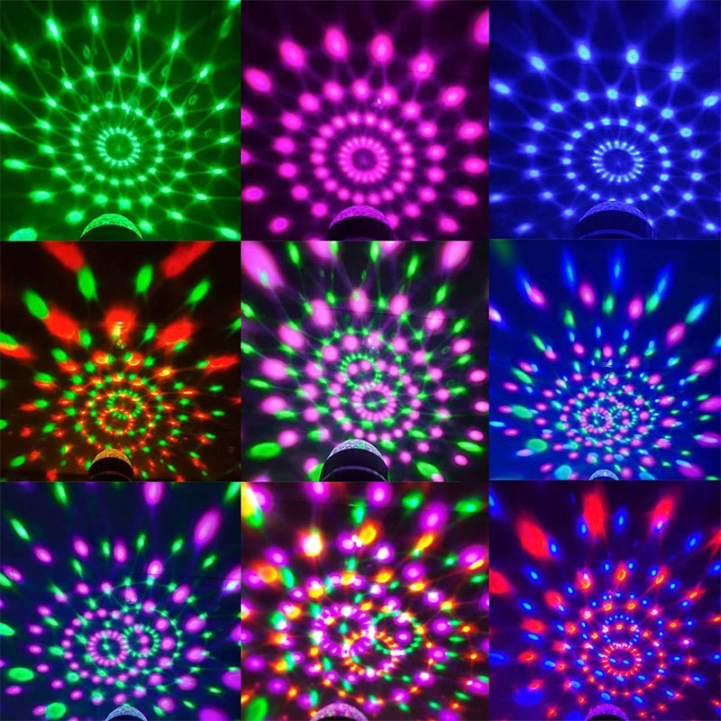 Rotating LED Disco Light Bulb Party Decoration | 6 RGB LED Beads, E26/E27 Base, 180° Beam | Multicolour Rotating Strobe Effect