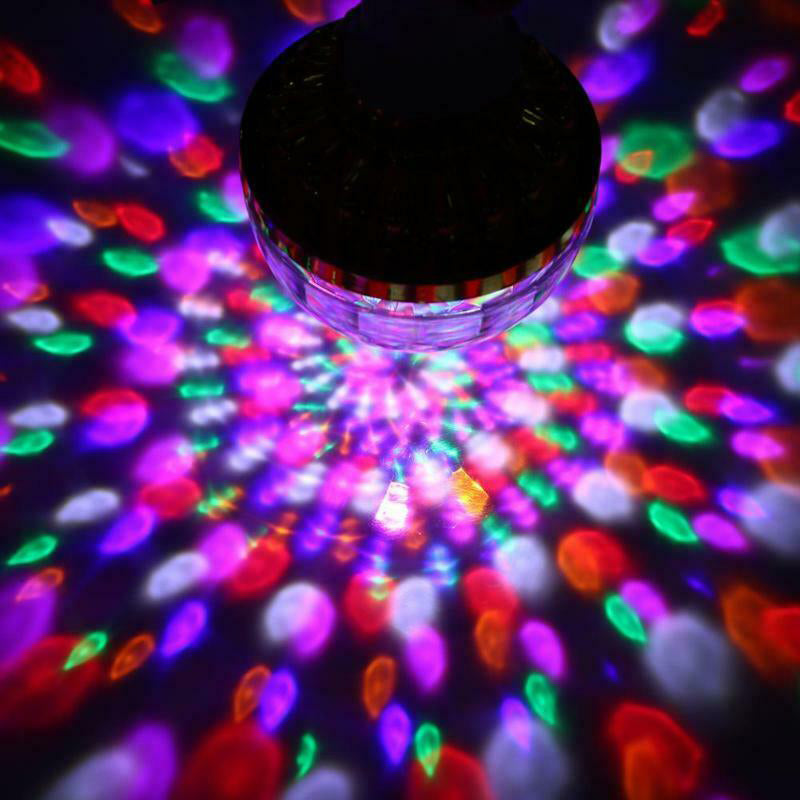 Rotating LED Disco Light Bulb Party Decoration | 6 RGB LED Beads, E26/E27 Base, 180° Beam | Multicolour Rotating Strobe Effect