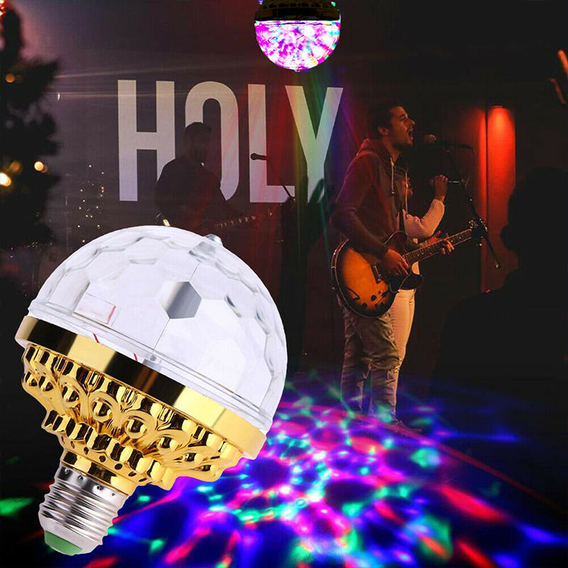 Rotating LED Disco Light Bulb Party Decoration | 6 RGB LED Beads, E26/E27 Base, 180° Beam | Multicolour Rotating Strobe Effect