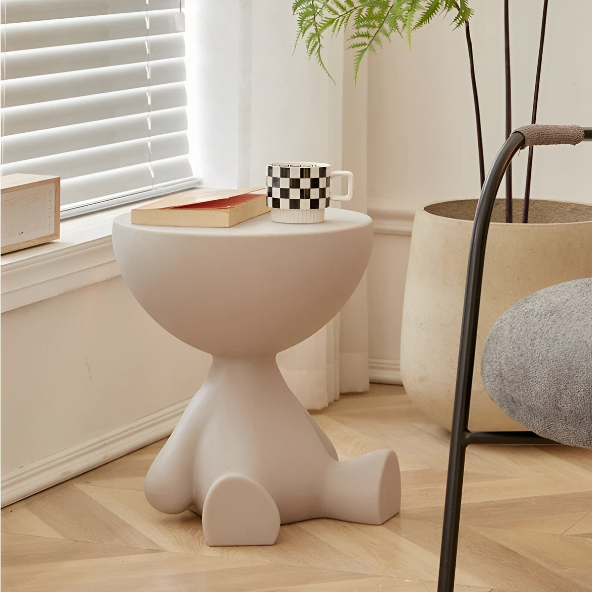 Round Coffee Table | Sculptural Figure Side Table with Round Top