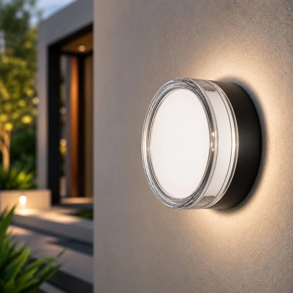 Round LED Wall Sconce – IP65 Waterproof CCT Switch for Indoor Outdoor Use