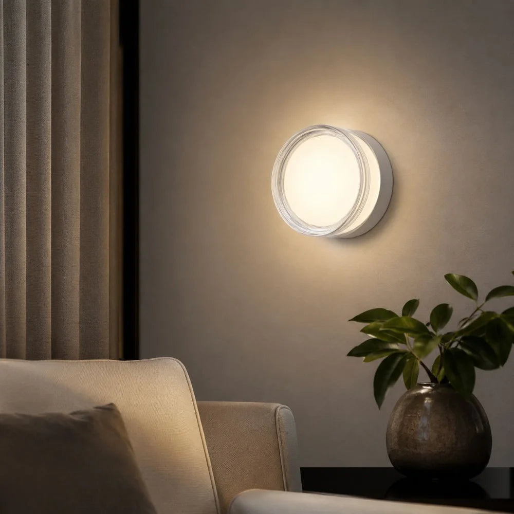 Round LED Wall Sconce – IP65 Waterproof CCT Switch for Indoor Outdoor Use