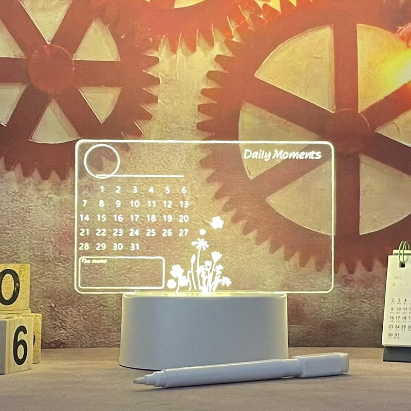 Lighted Message Board, Acrylic & ABS, 95 mm Base | USB or AA Battery Powered | Erasable Light Pen, 7 Colour Options 6