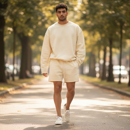 Men's Sweat Shorts – Cotton Knit, Fleece-Lined, Adjustable Waist