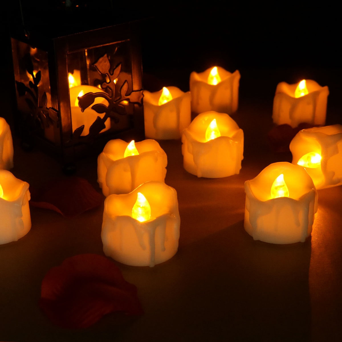 Flameless LED Candles 12-Pack, Plastic, 2.9 x 3.6 cm | Warm White, White, Yellow | 60-Hour Battery Life, No Open Flame 2
