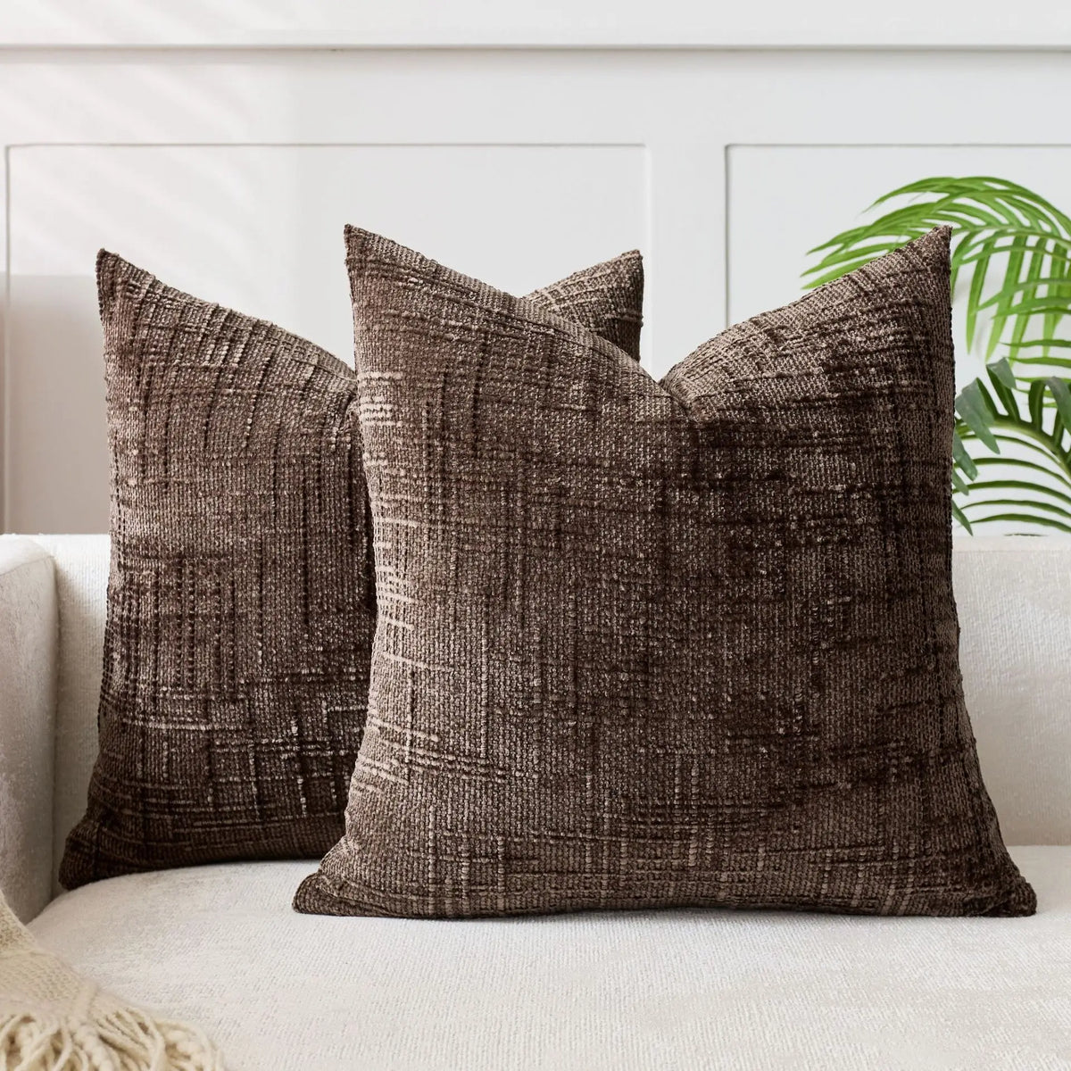 Chenille Cushion Cover, Bamboo-Weave Texture | 40cm x 40cm to 60cm x 60cm, 7 Colours | Soft, Easy-Care Chenille Fabric 9