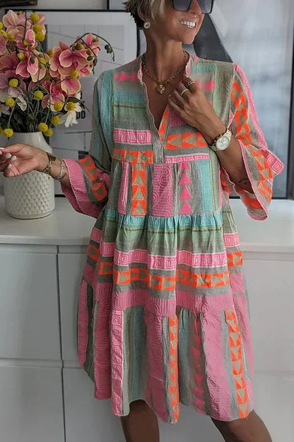 Retro Chic | Women's Dress with Breathable Linen Blend - Midi Length Summer Style 1