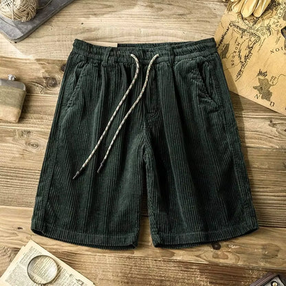 Men's Corduroy Shorts – Cotton Polyester Blend, Drawstring Waist