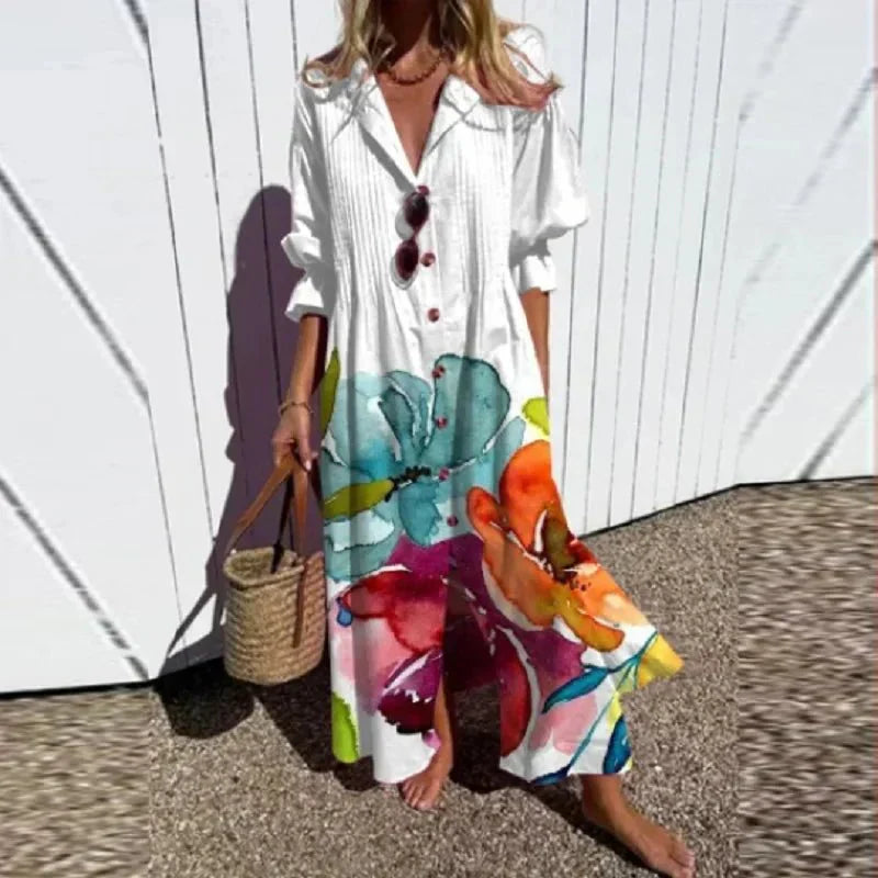 Boho Beach Dresses | Women's V-Neck Layered Skirt - Flowing Style for Summer 5