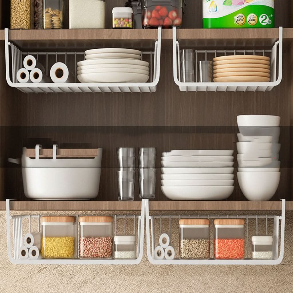 Hanging Kitchen Organizer Metal Cabinet Basket with Protective Coating 2